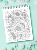 colorit colorful flowers volume 2 wildflowers, gardens, and bouquets coloring book for adults bouquet of sunflowers coloring page flower design
