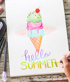 watercolor ice cream greeting card example